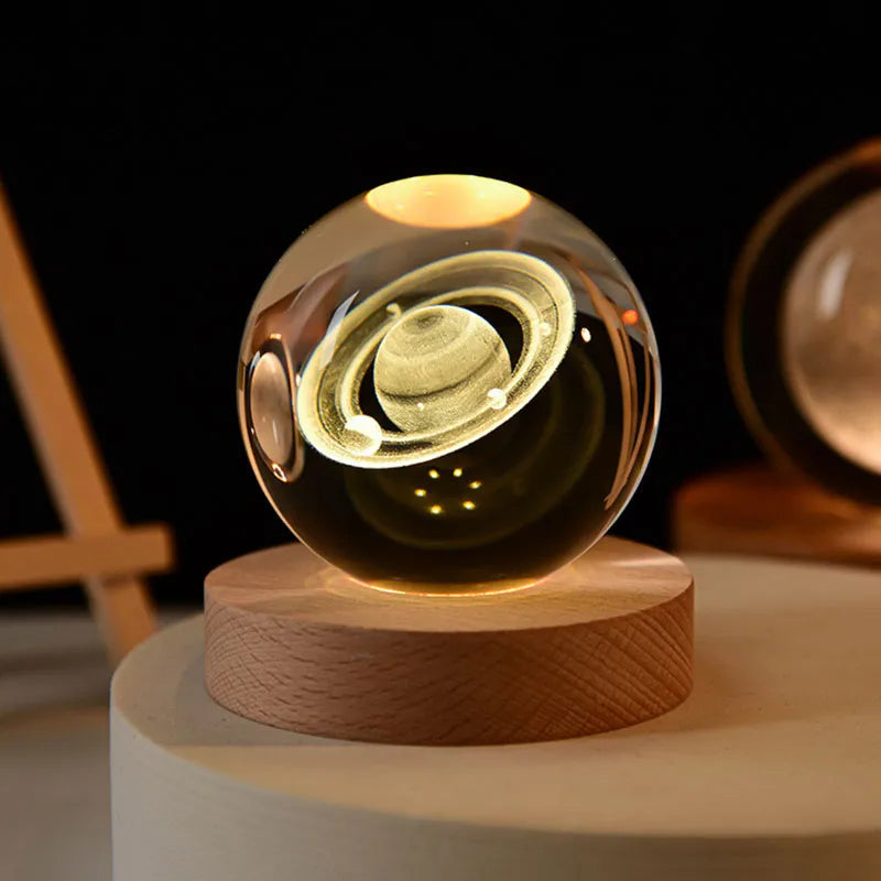 🪐 Saturno Esfera espacial 3D con base de luz ✨😍
