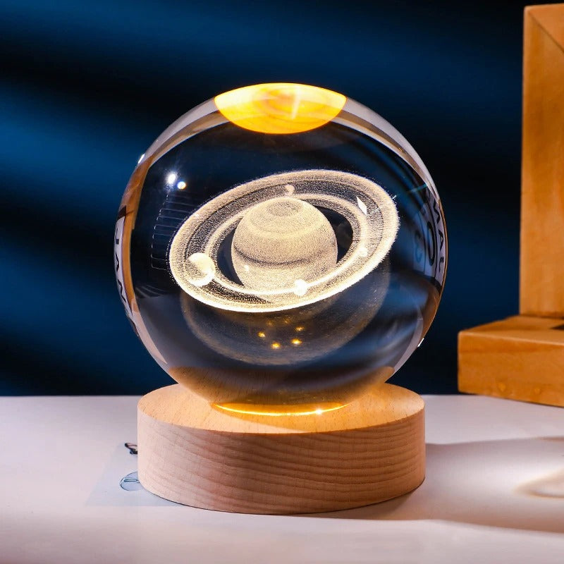 🪐 Saturno Esfera espacial 3D con base de luz ✨😍